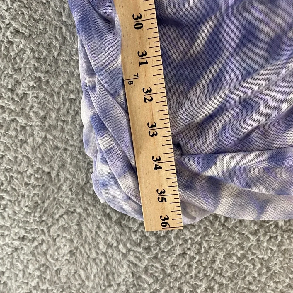 Zara Mesh Dress Womens Medium Cut Out Open Back Ruched Tie Dye Lavender - Picture 4 of 13